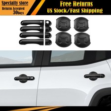 Black Door Handle Cover Cup Bowl Frame Cover Kit For Jeep Renegade 2015-2021