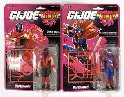 Lot Of 2 GI JOE SUPER7 REACTION+ NINJA FORCE SNAKE EYES & COBRA COMMANDER O-RING