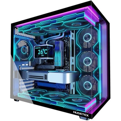 PC Gehäuse, ATX, Gaming, RGB-Lüfter, Full View, Tempered Glass, schwarz