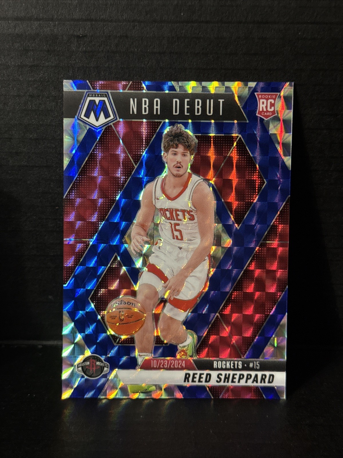 Reed Sheppard 2024-25 Panini Mosaic Choice Blue Mosaic /45 NBA Debut RC #252