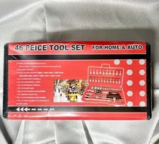 NEW - 46 Piece Tool Set For Home & Auto - Sockets, Ratchets, Extension Bars