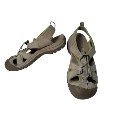 Keen Womens Venice Boss Sport Sandals Leather Waterproof Tan/Green Fast Shipping