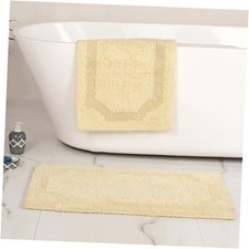 Set of 2 Reversible Bath Rug 20x32 inch -17x24 inch  100 Yellow Set of 2