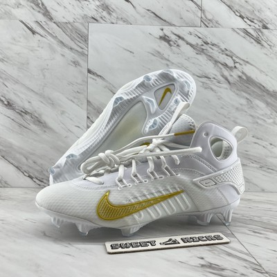 Nike Men's Huarache 9 Elite LAX Lacrosse Cleats White/Gold FD0088-100 Size 8