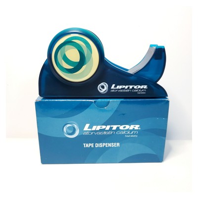 Pfizer Lipitor Translucent BlueTape Dispenser Pharmaceutical Promo 2003 Y2k NEW 