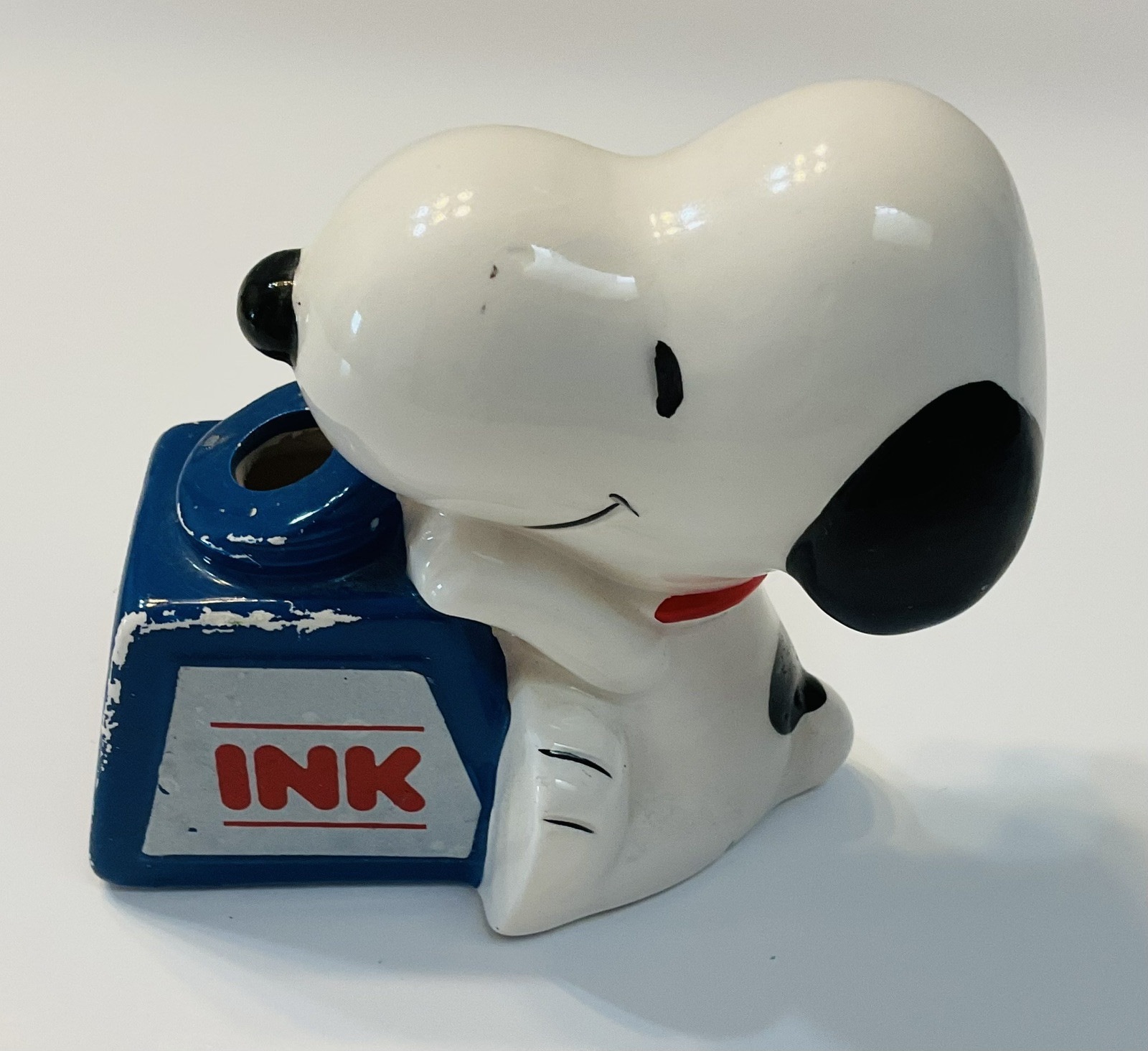 Vintage Snoopy Peanuts 4x4 Desk Pencil Holder Figure Display