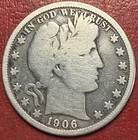 1906-D Barber Silver Half Dollar. Free Shipping