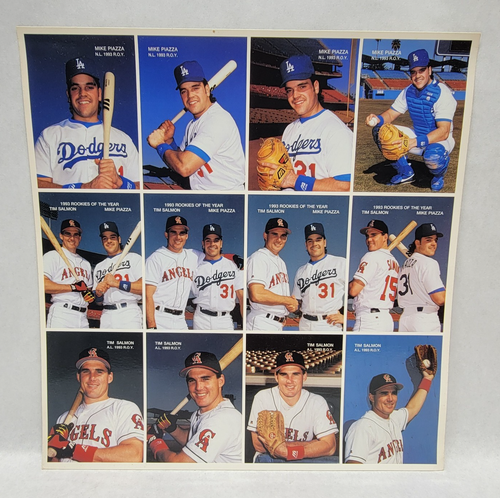 1994 Mothers Cookies Rookie of the Year Uncut Promo Sheet Mike Piazza Tim Salmon - Bild 1 von 4