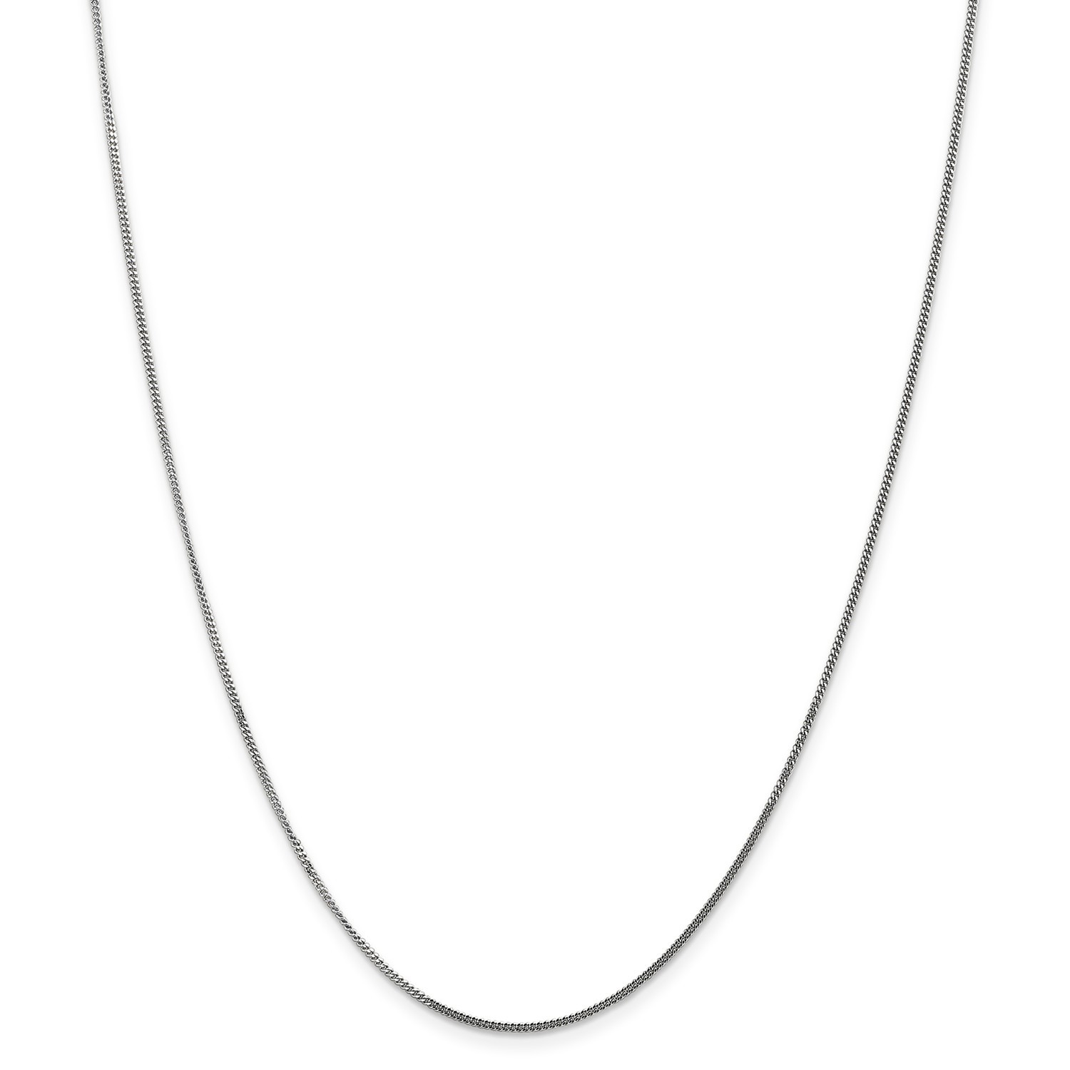 14k White Gold 1.3mm Solid Curb Chain for Pendant w/ Spring Ring Clasp 16" - 24"