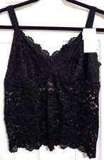 Cabernet Women's 1X Black Lace Camisole Adjustable Straps Nylon/Spandex NWT