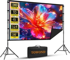 Projector Screen with Stand, TOWOND 100 inch Portable Projector Screen Black ...