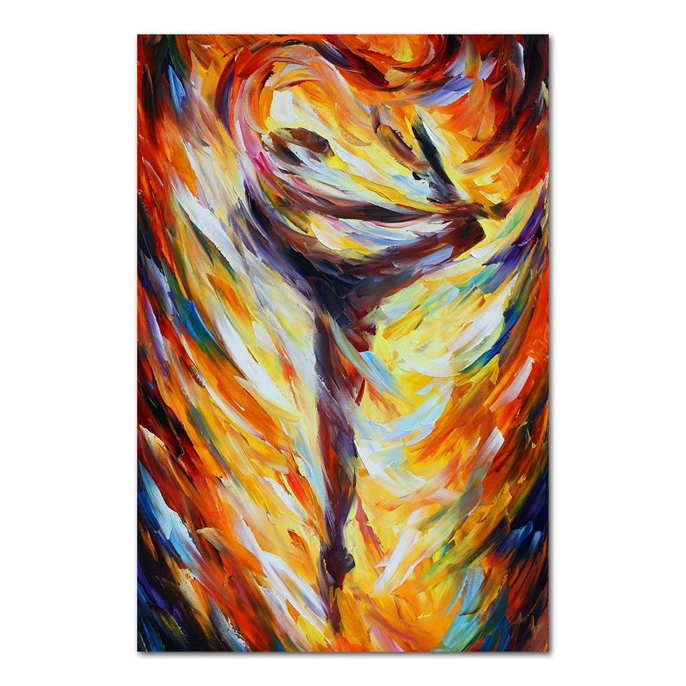 Dancing Girl Canvas Painting Abstract Wall Art Poster & Print Home Decor Mural - Image 4 of 4