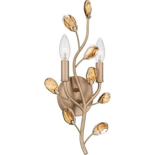 Bronze Gold Two Light Wall Sconce from the Heiress Collection - Picture 3 of 5