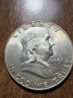 1951 XF Franklin Half Dollar Full Bell Lines Actual Coin. Higher grade Keydate