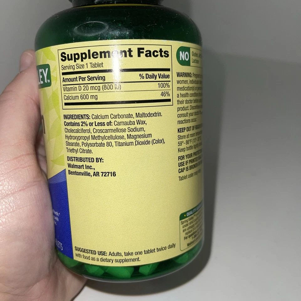 Spring Valley Calcium Plus Vitamin D, 600 mg, 250 Tablets 2 Pack - Image 3 of 4