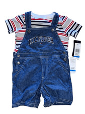 Tommy Hilfiger Kids Overall And Striped Tee 2-Piece Set Multicolor Sz 24M NWT