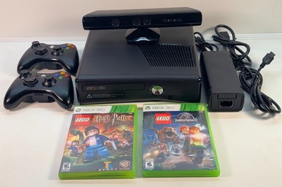 Microsoft Xbox 360 S Black Console Bundle Kinect 2 Controllers HDMI LEGO Games