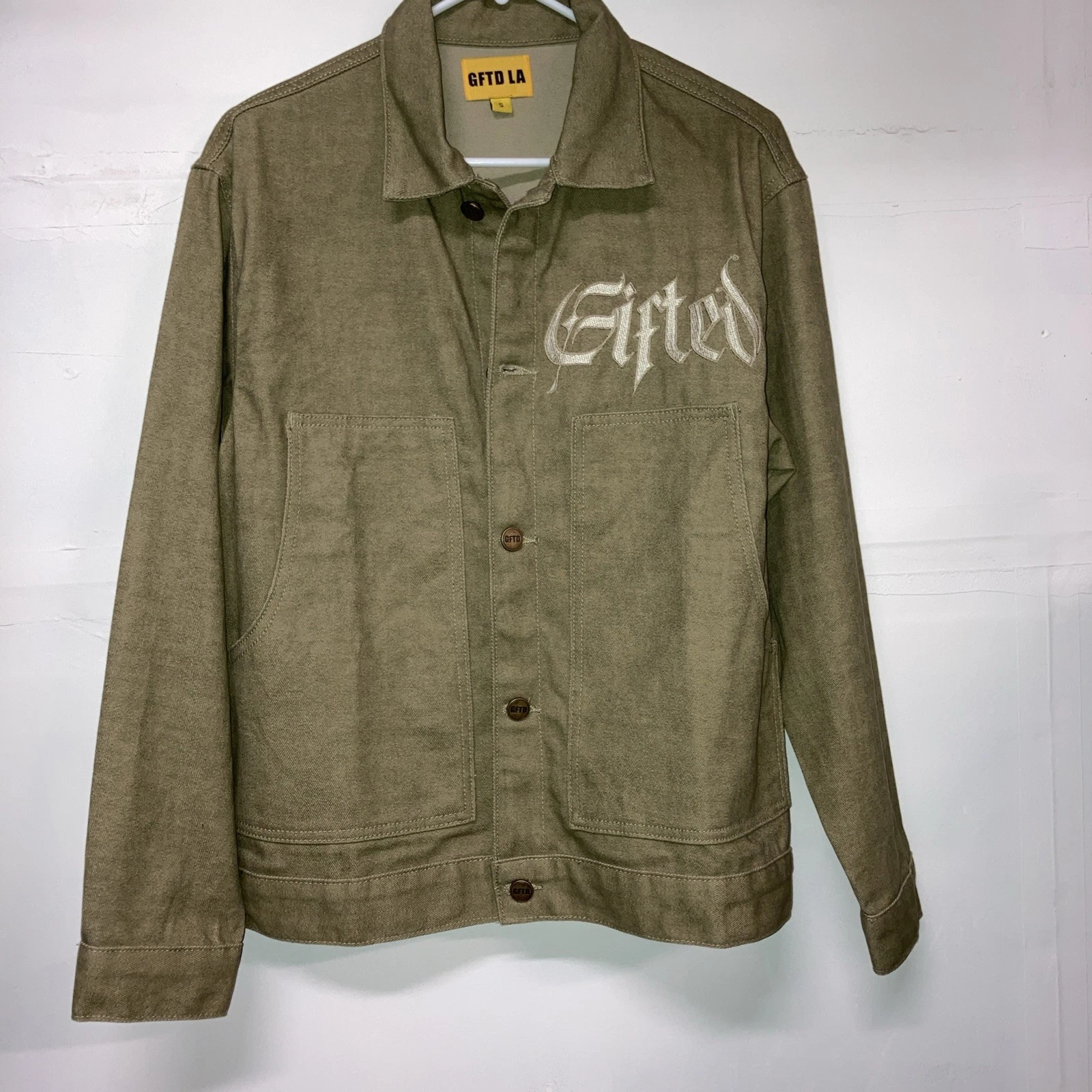 Gftd La Denim Jacket Green Mens Small New