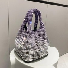 Rhinestone Evening Clutch Bag Fancy Bling Purple Crystal Colorful Party Purse