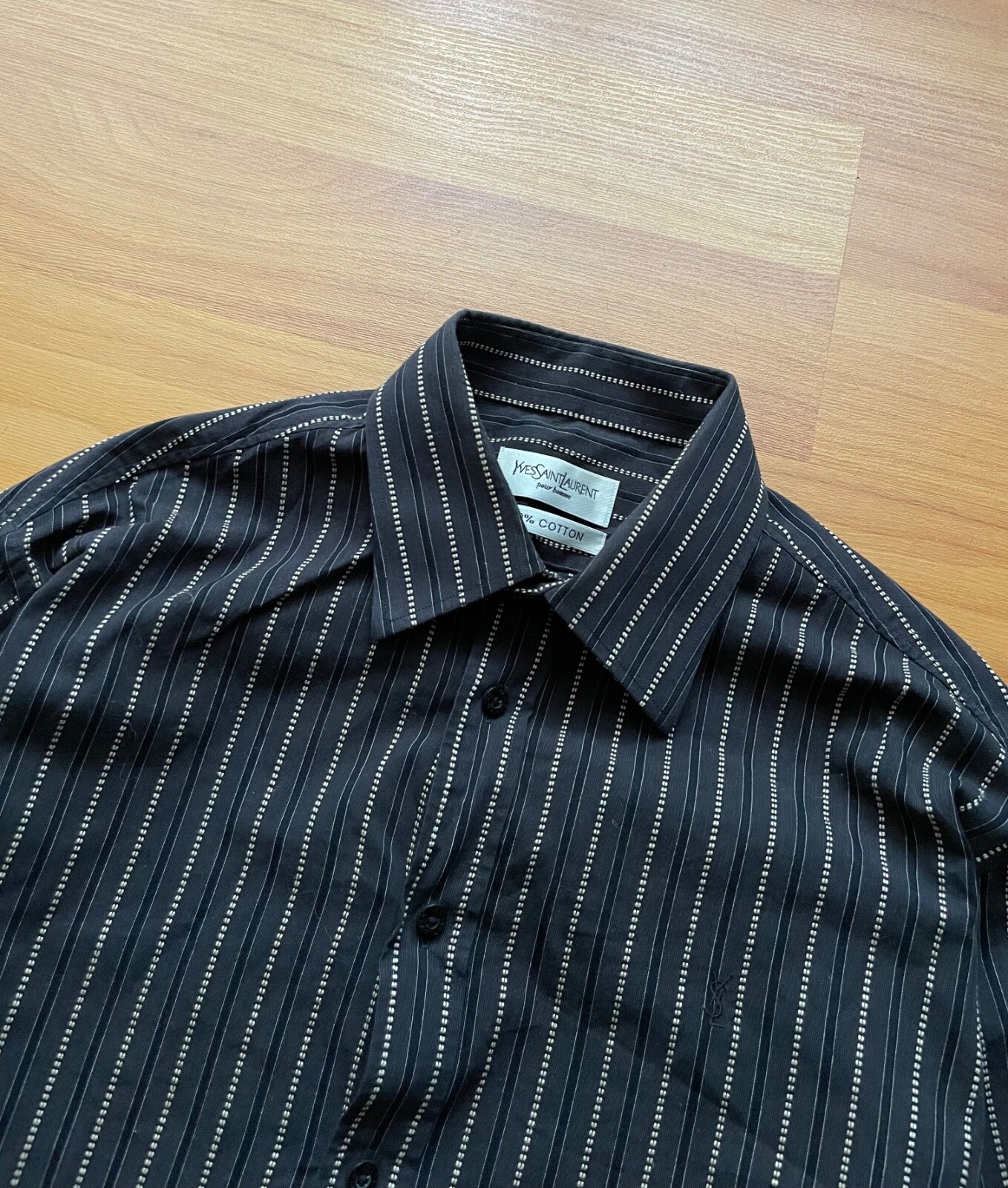 Yves Saint Laurent Camicia Vintage Lusso Pour Homme Bottoni Strisce Uomo Taglia M