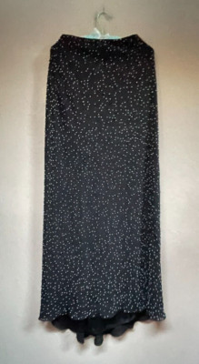 David Meister Embellished Hi-Low Maxi Skirt Womens Size 4 Black Lined Stretch