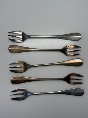 SET OF 5 Vintage CHRISTOFLE FORKS SILVER Plate Oyster Cocktail Relish Silverware