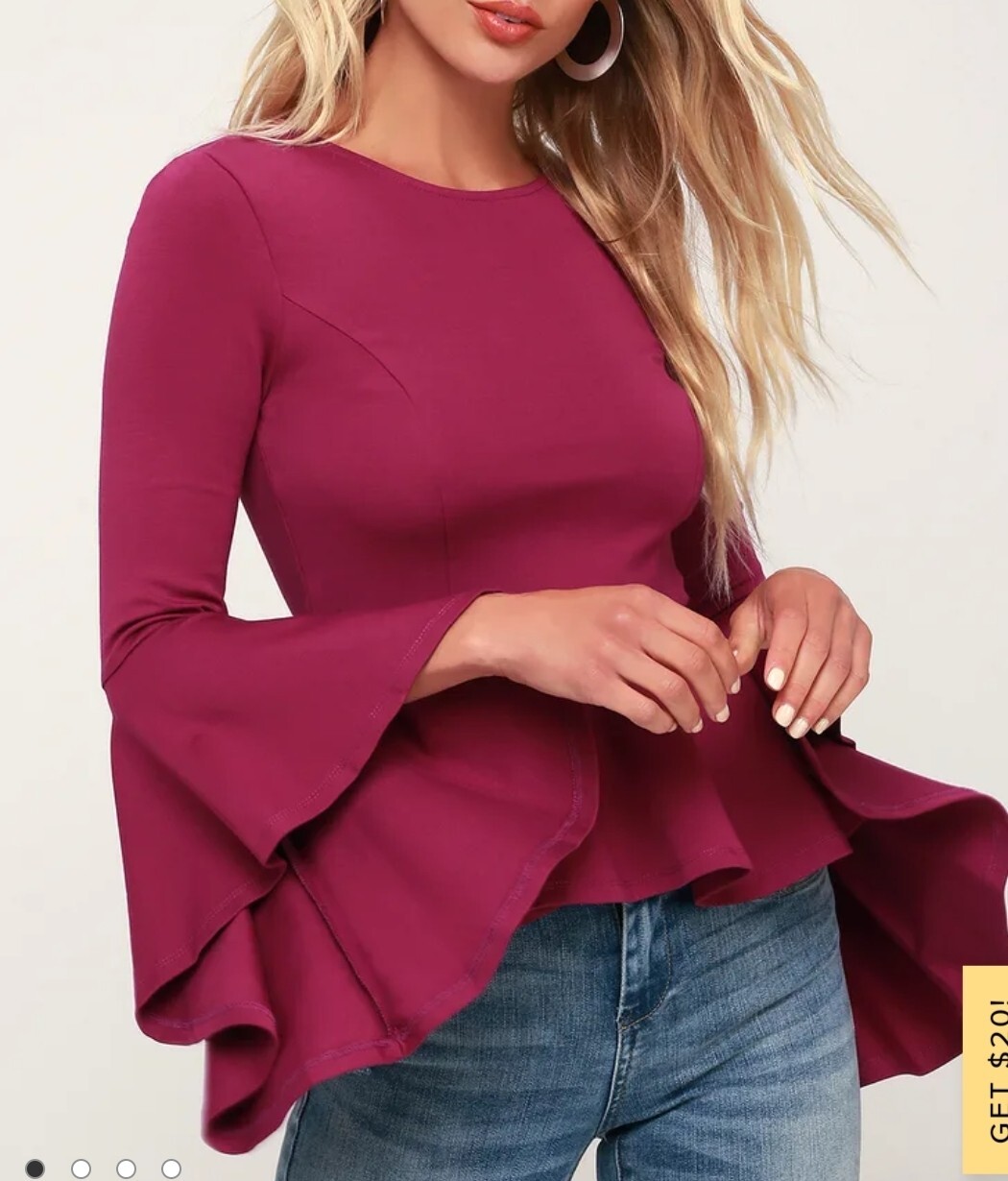 Lulus Drama Mama Magenta Peplum Top | eBay
