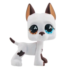 Mini Pet Shop LPS Figure Great Dane Dog White Body Toy#577 Baby Love Cute Gift