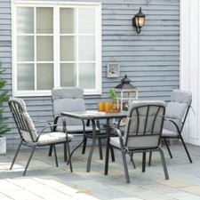 4 Seater Garden Dining Table and Chairs Outdoor Patio Furniture Set Seat Cushion