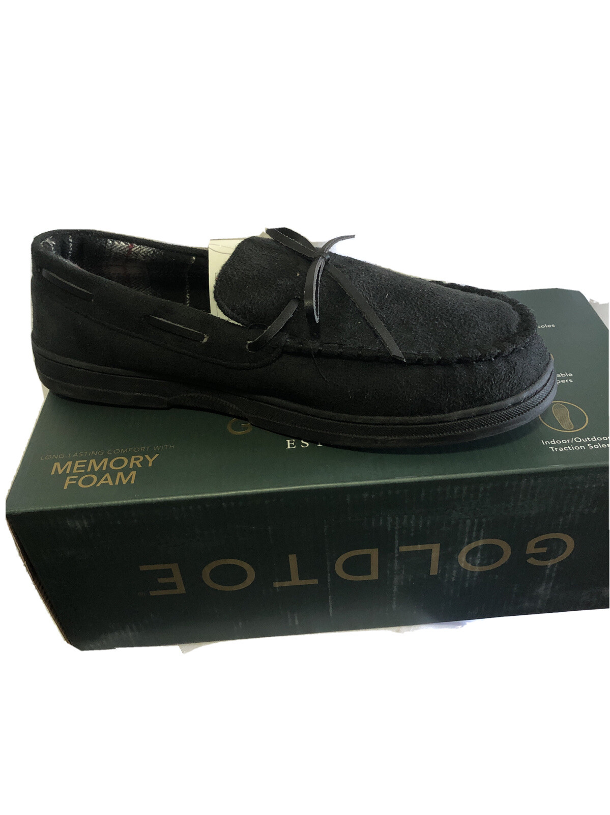 PANTOFOLA D’ORO Pantofole da uomo G Toe con memory foam nero e quadri taglia small (7 8) nuove