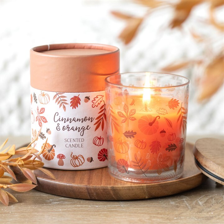 Autumn Leaves Cinnamon & Orange Jar Candle. Home Fragrance Gift Decor