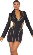 Pretty Little Thing Black Tuxedo Dress Size 8 Cut Out Cocktail Party New Years