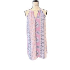 Pink Rose Vintage Tank Dress Floral Lined Sleeveless BOHO Cottage Medium Shabby