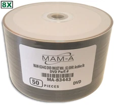 50-Pak MAM-A (Mitsui) White Inkjet Hub/GOLD 8X ARCHIVAL GOLD DVD-R's (#83443)