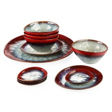 Set de vaisselle rouge plat de service faïence service de table 11, 22, 33 pi...