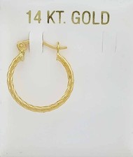 HOOP single EARRING SOLID 14K YELLOW GOLD - New With Tag