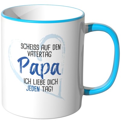 JUNIWORDS Tasse ''Scheiss auf Vatertag - Papa ich Liebe Dich'' Geschenk Geburtstag