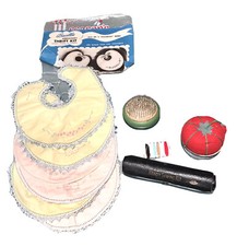 5 Antique Vintage Sewing Knitting Thrift Embroidery Kit Group Needle Holder Old