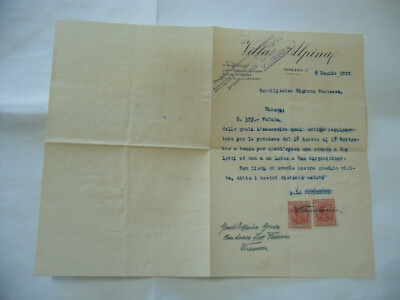 ADVERTISING INVOICE PENSION VILLA ALPINA VS COUNTESS TONEZZA VICENZA 1922