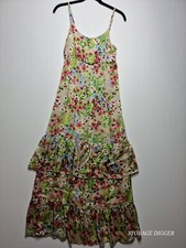 Old Navy Maxi Dress Womens Small Multicolor Floral Ruffle Spaghetti Strap Preppy