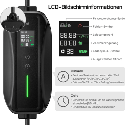 Renault Zoe Ladekabel Typ 2 Schuko Heimladegerät EV Elektroauto Ladegerät 6M 16A - Bild 4 von 12