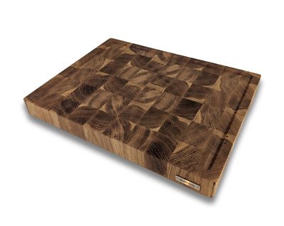 Premium Hackbrett Stirnholz Schneidebrett Eiche Hackblock 40X30X4 cm Groß Holz