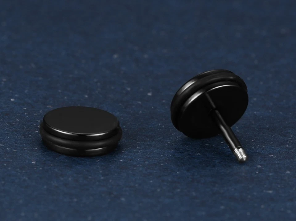 Men's Simple Round Dumbbell Titanium Steel Fashion Jewelry Gift 4 Colors A Pair - Image 2 of 4