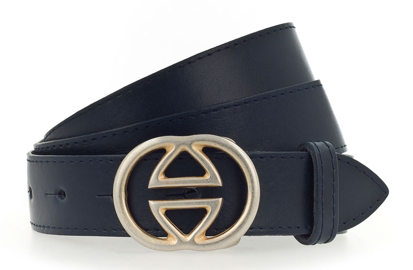 Vanzetti belt Leather Buckel Belt W75 Marine
