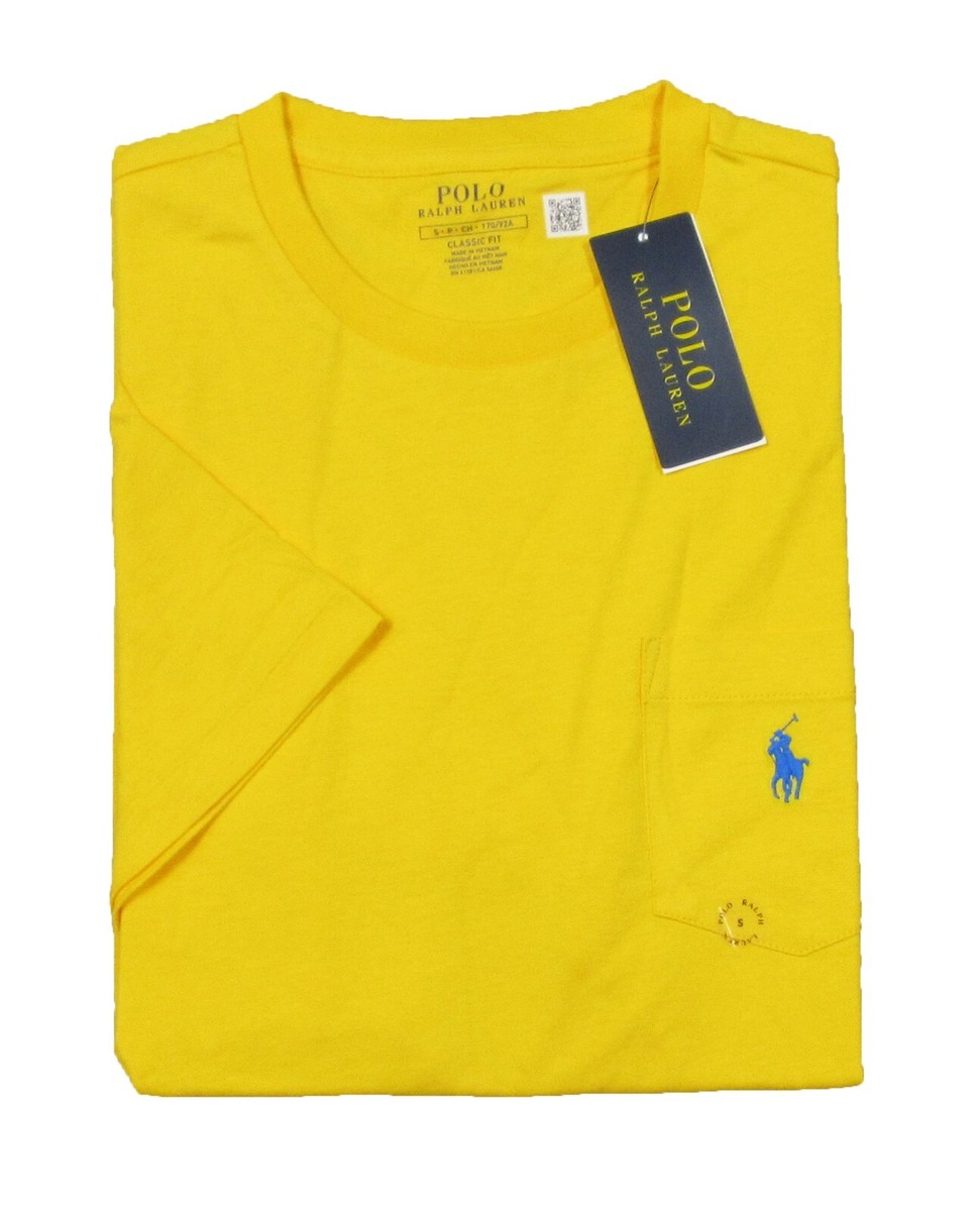Polo Ralph Lauren Men's Yellow Solid Classic Fit Crew-Neck Pocket