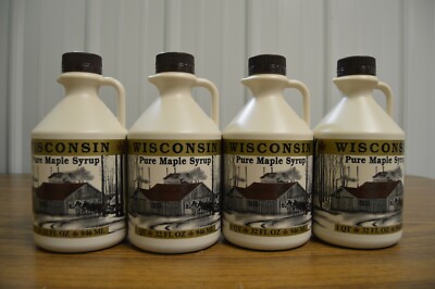 Four Quarts 100% Pure Wisconsin Maple Syrup Grade A Medium/Amber Rich Taste