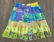 Jams World Random Act Tiered Skirt Hawaiian Patchwork Tropical Bold Pull-On Sz M