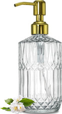 18Oz Dazzling Clear Glass Soap Dispenser with Gold Pump for Bathroom 