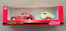 Schuco Junior Line 1:43 VW Beetle & Teardrop Camper Trailer Diecast, New in Box