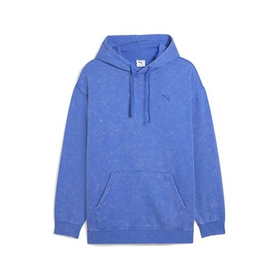 PUMA Elevated Essentials Acid Wash Fleece Hoodie Mens Blue Casual Athletic Outer